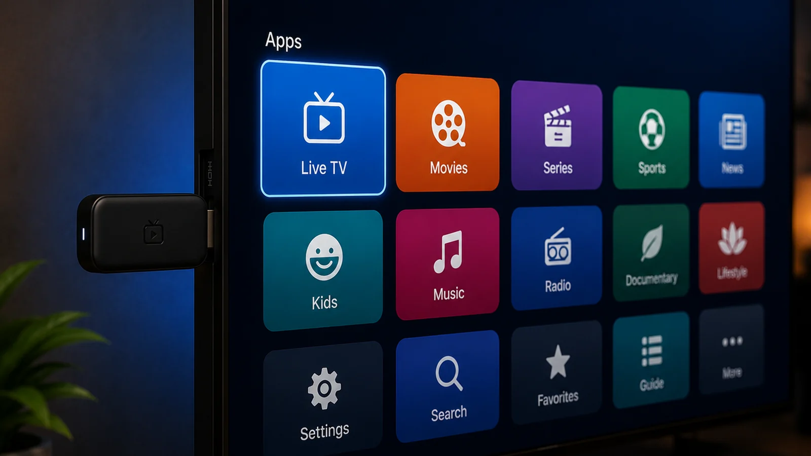 Downloader app on Fire TV screen ready to sideload an IPTV player APK