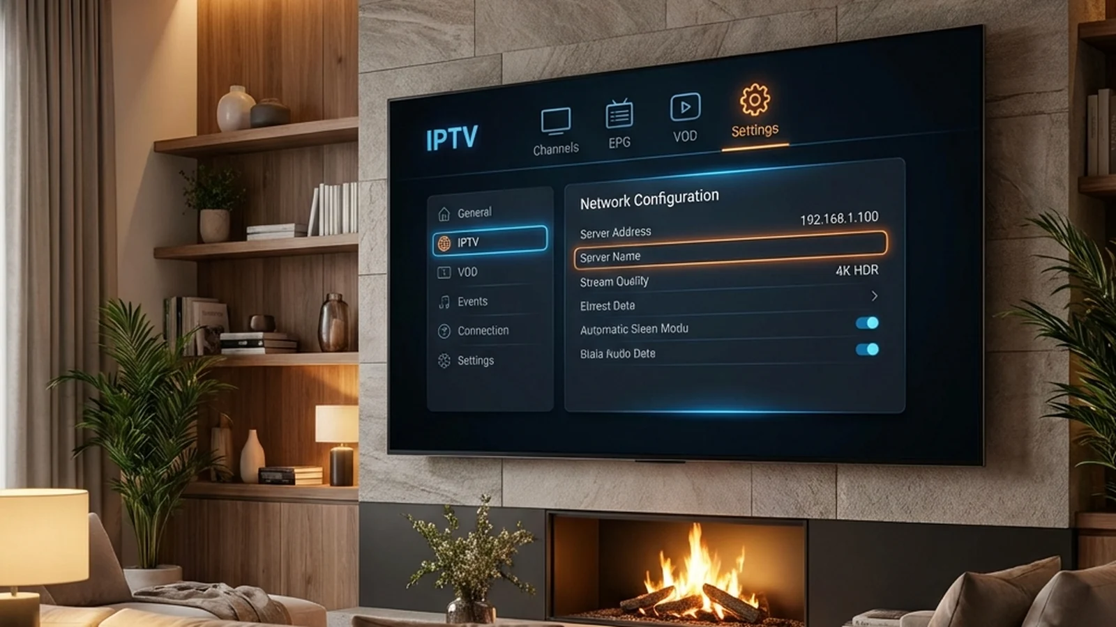 Browser cookie settings open beside IPTV website on desktop monitor